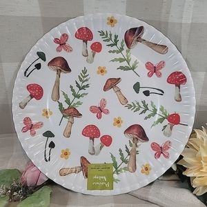 Large 16" Mushroom Spring Melamine Serving Tray Spring Garden Butterfly